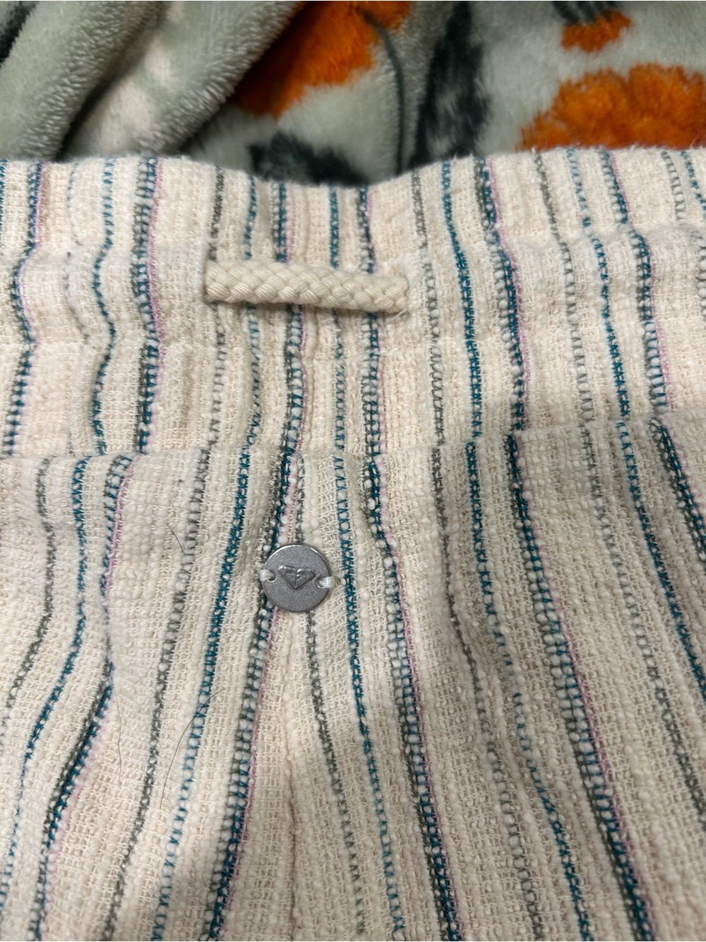 Roxy Cream Pants with Teal and Pink Stripes
